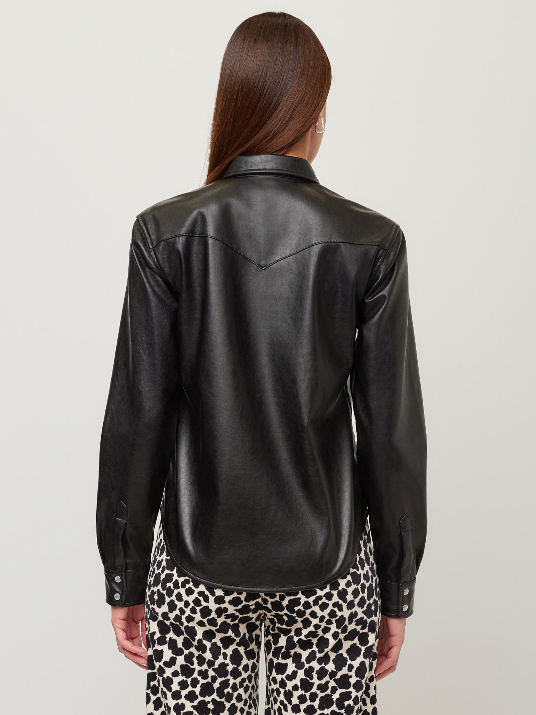 Anna Faux Leather Western Shirt
