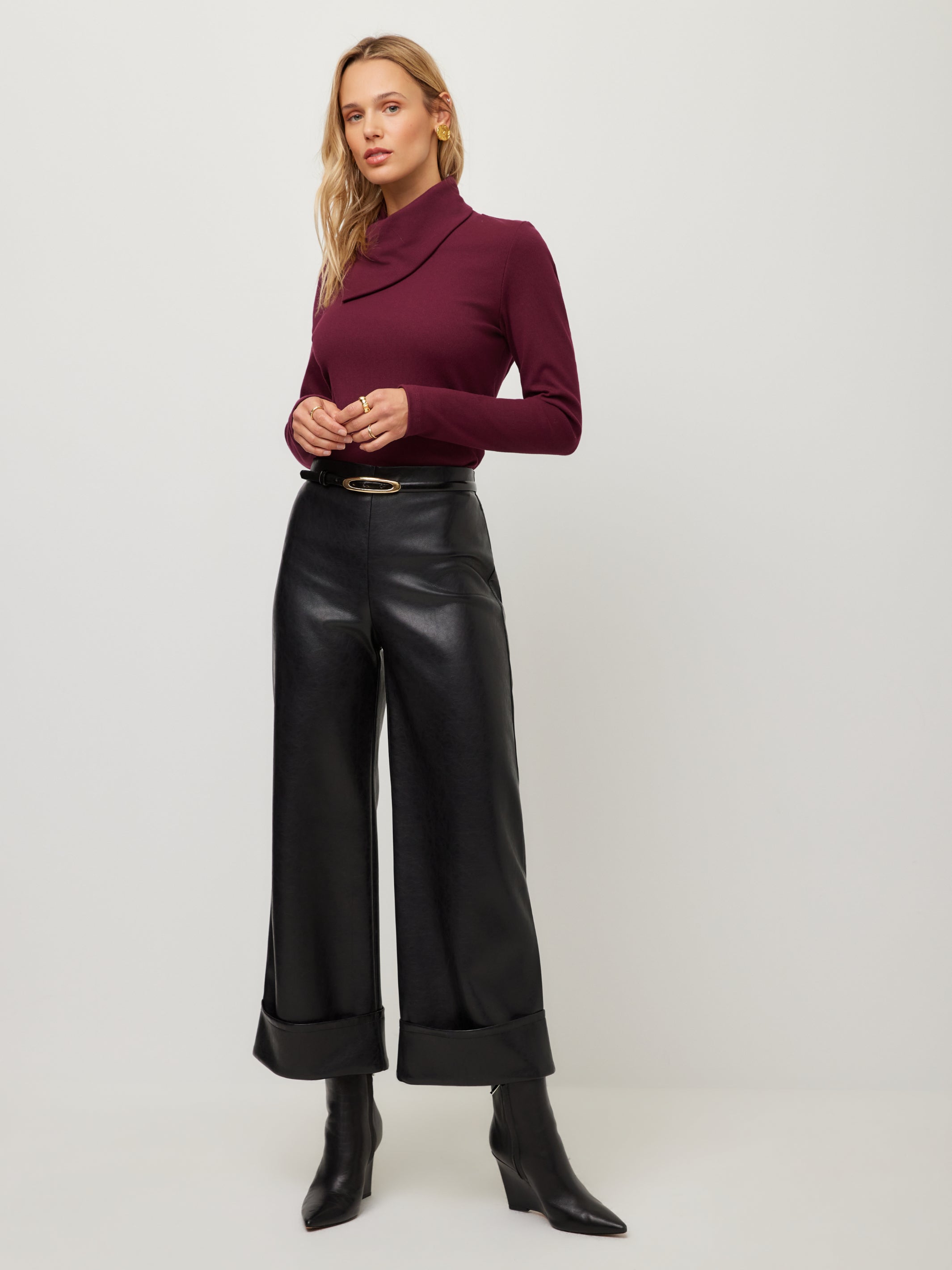 Regina Faux Leather Cuff Cropped Pants