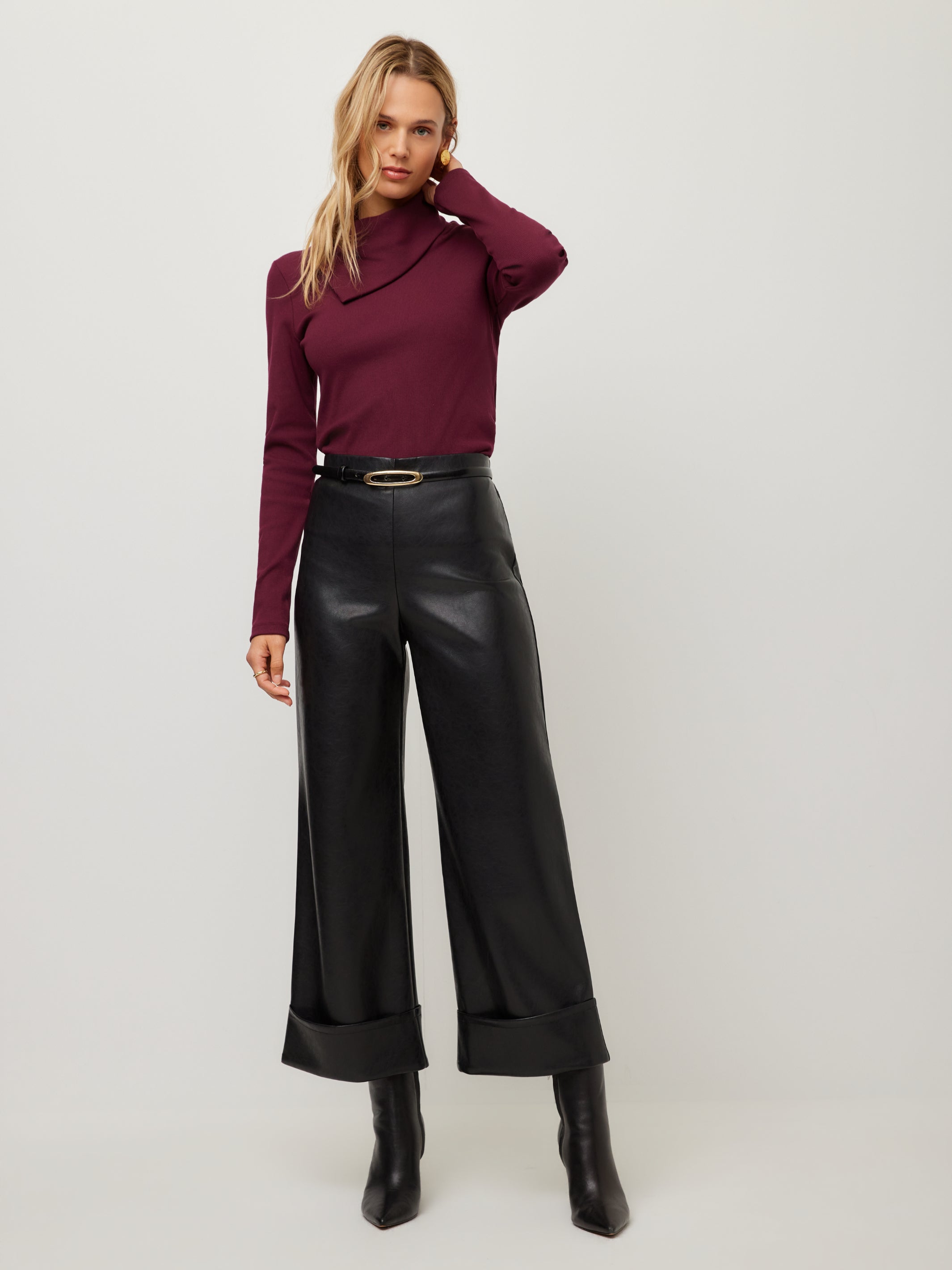 Regina Faux Leather Cuff Cropped Pants
