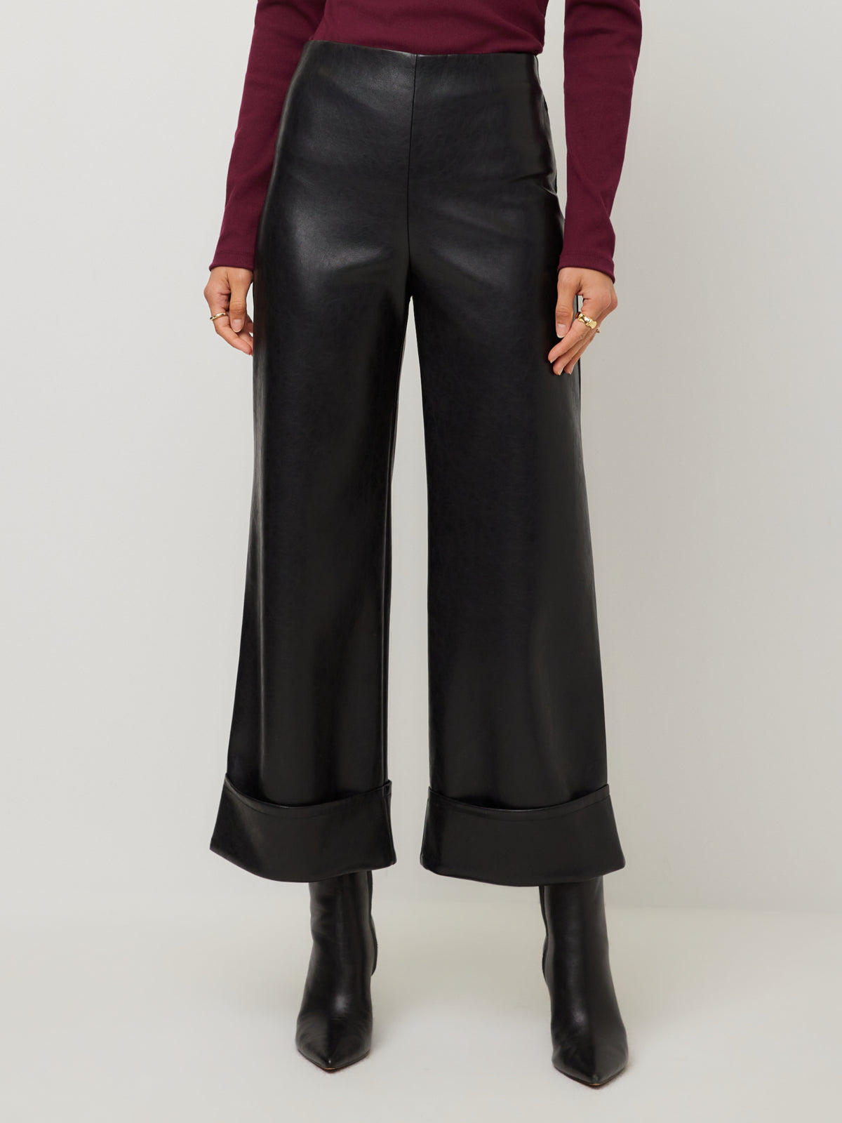 Regina Faux Leather Cuff Cropped Pants