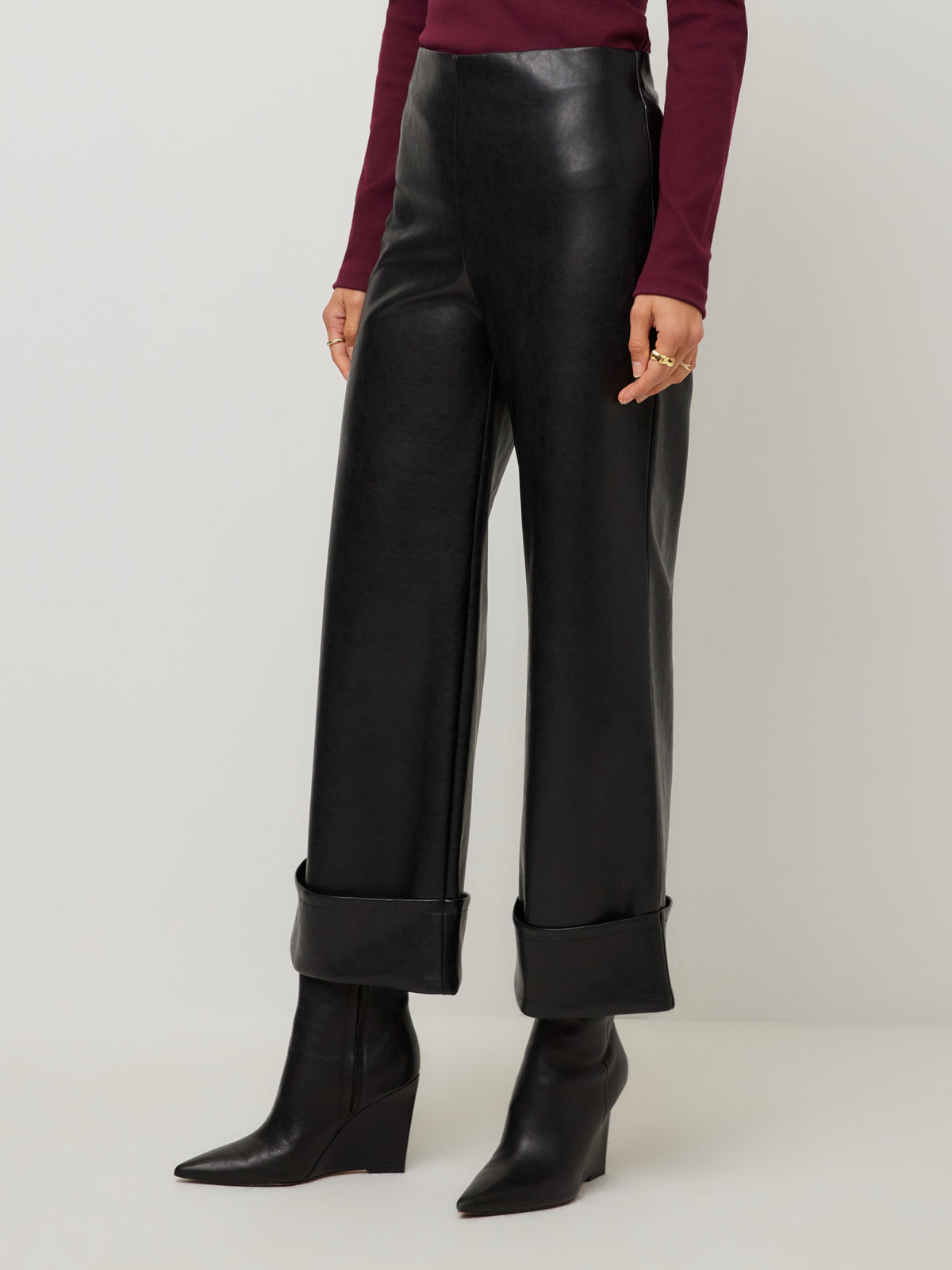 Regina Faux Leather Cuff Cropped Pants