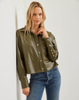 Victoria Faux Leather Button-Up Top
