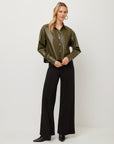 Victoria Faux Leather Button-Up Top