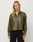 Victoria Faux Leather Button-Up Top