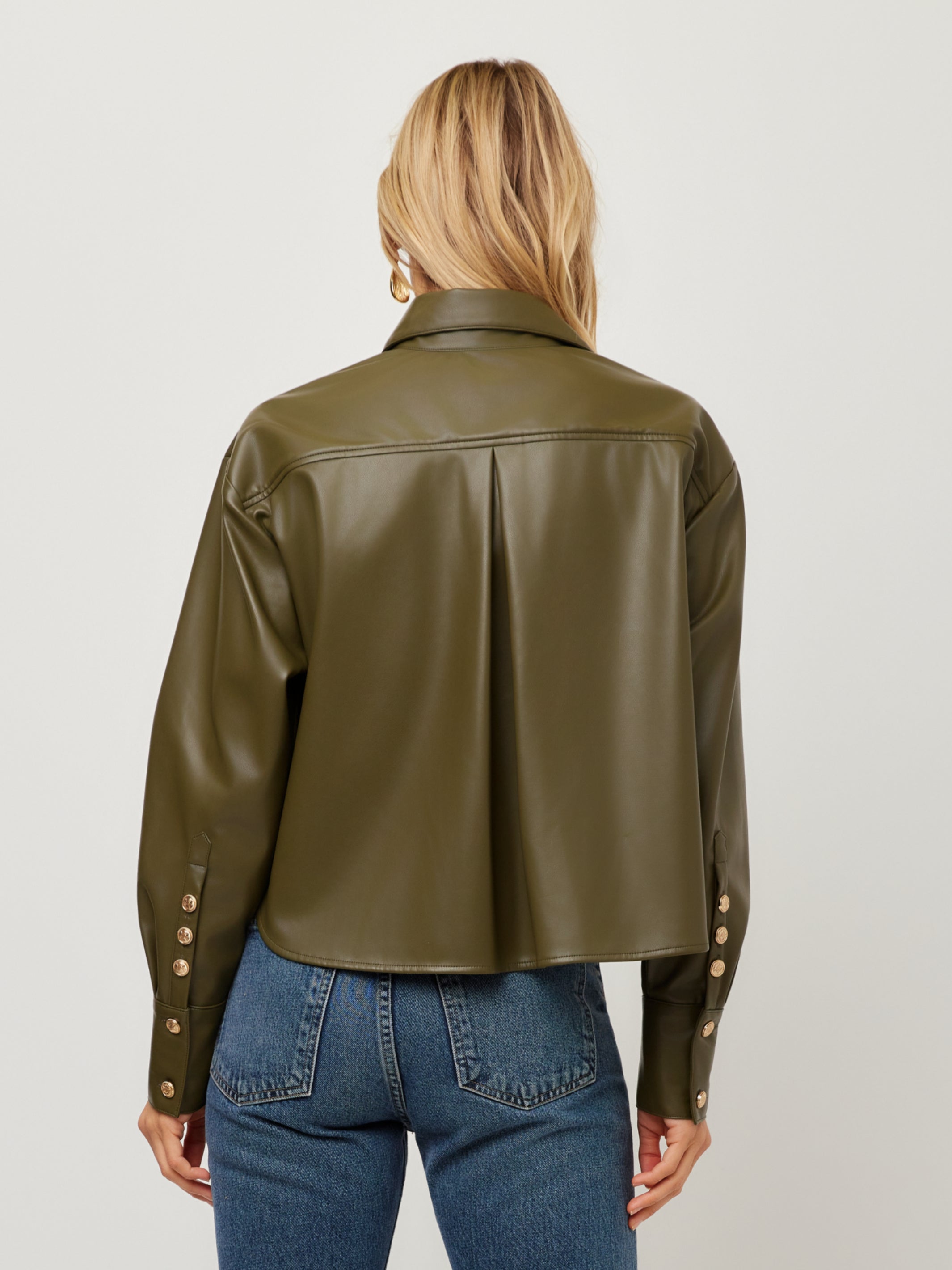 Victoria Faux Leather Button-Up Top