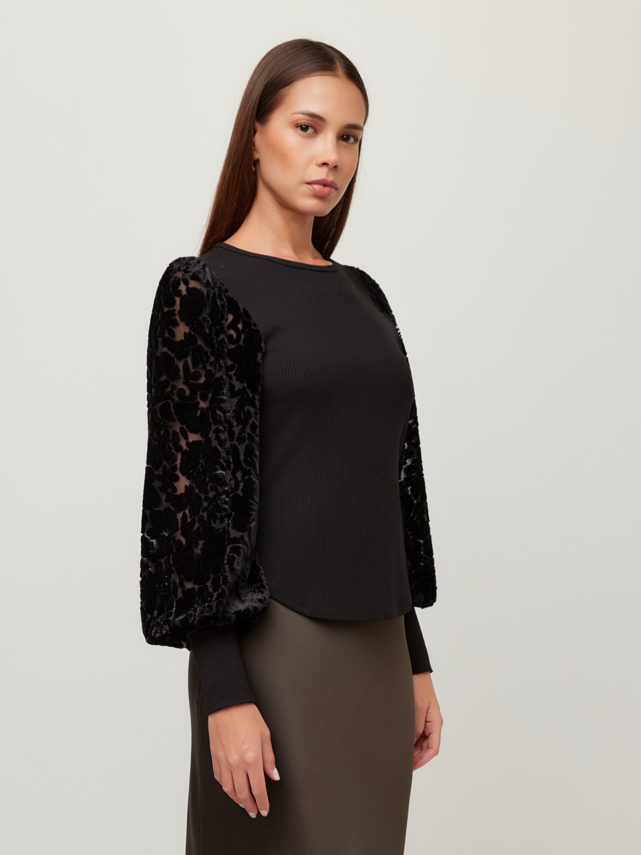 Kaya Contrast Bishop Sleeve Top
