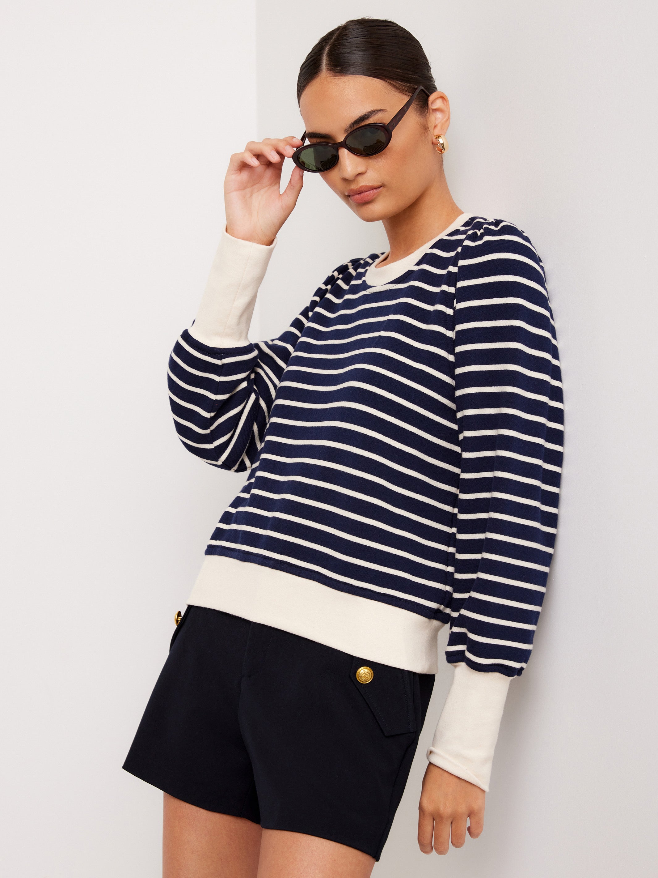 Lynsey Contrast Bishop Sleeve Top