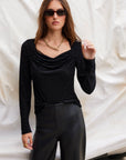 Payton Velvet Burnout Drape Front Top