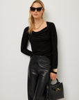 Payton Velvet Burnout Drape Front Top