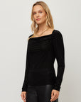 Payton Velvet Burnout Drape Front Top