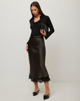 Mia Lace Trim Bias Midi Skirt