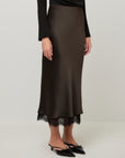 Mia Lace Trim Bias Midi Skirt