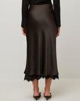 Mia Lace Trim Bias Midi Skirt