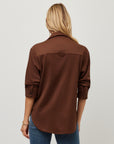 Leighton Faux Suede Ruched Sleeve Shirt