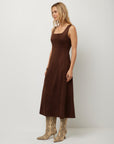 Madalyn Faux Suede Stitch Detail Midi Dress