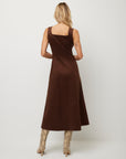 Madalyn Faux Suede Stitch Detail Midi Dress