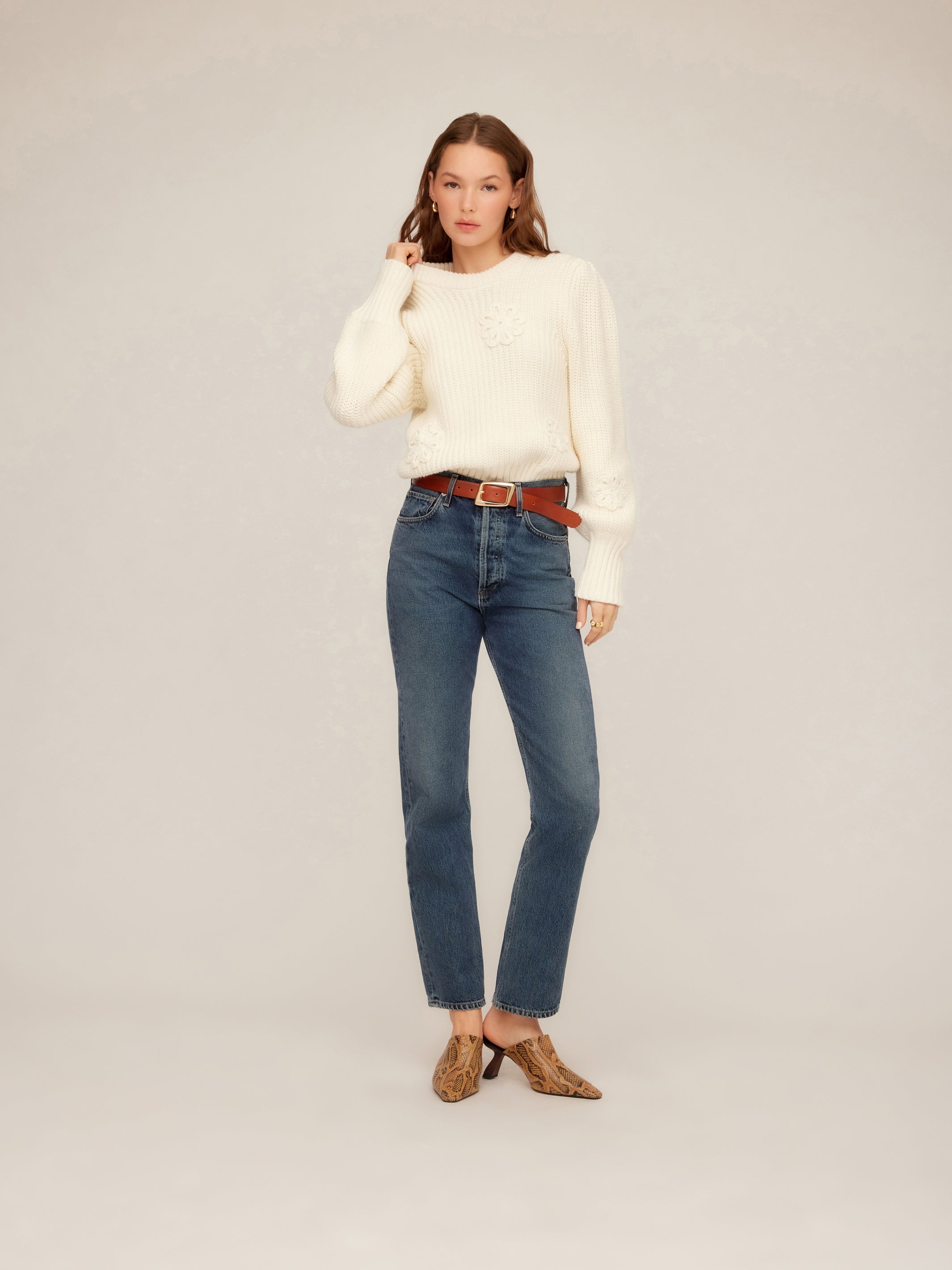 Brylee Crochet Flower Detail Sweater