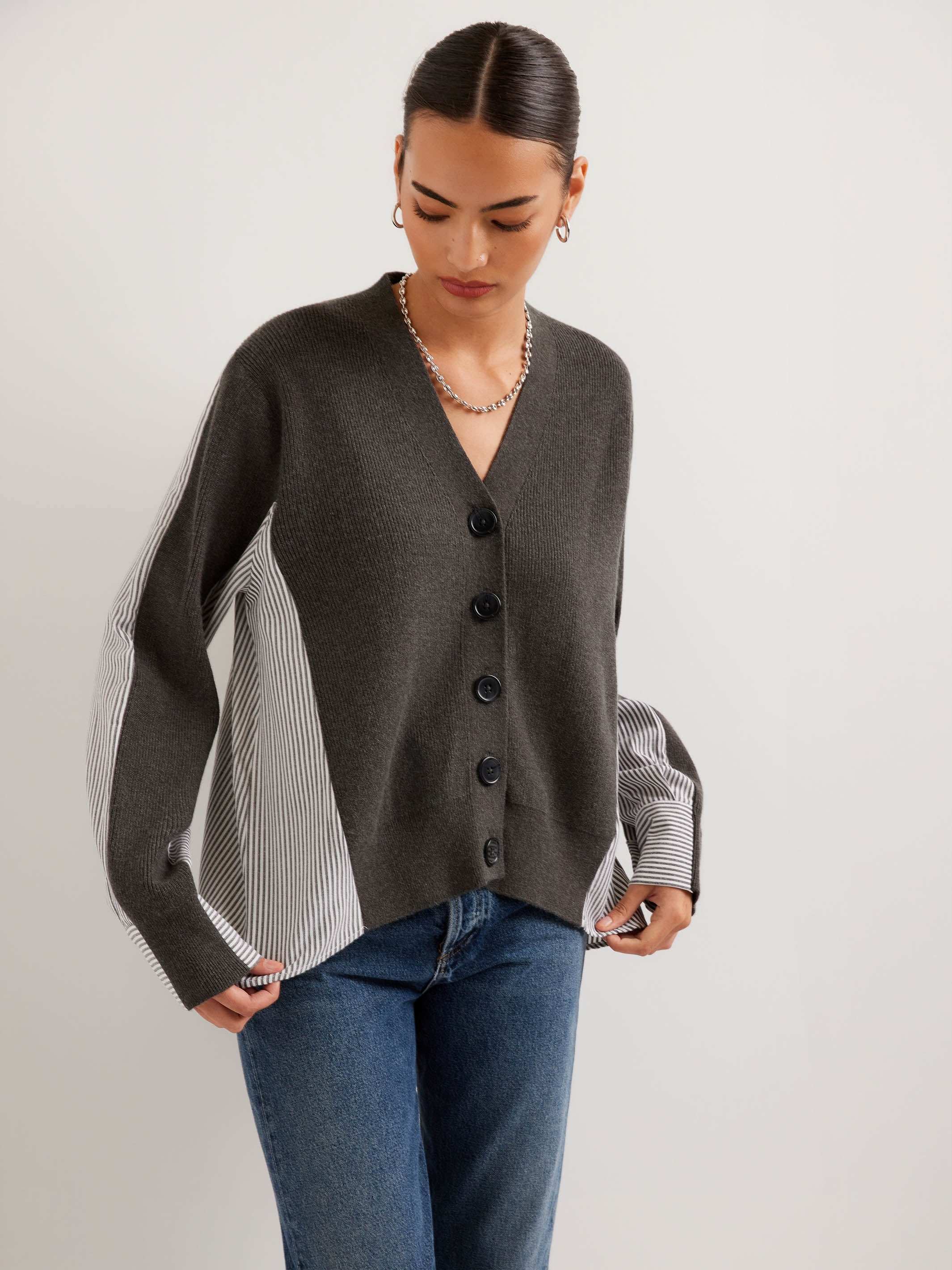 Celine Mixed Media Cardigan - Modern Classic Layering Piece