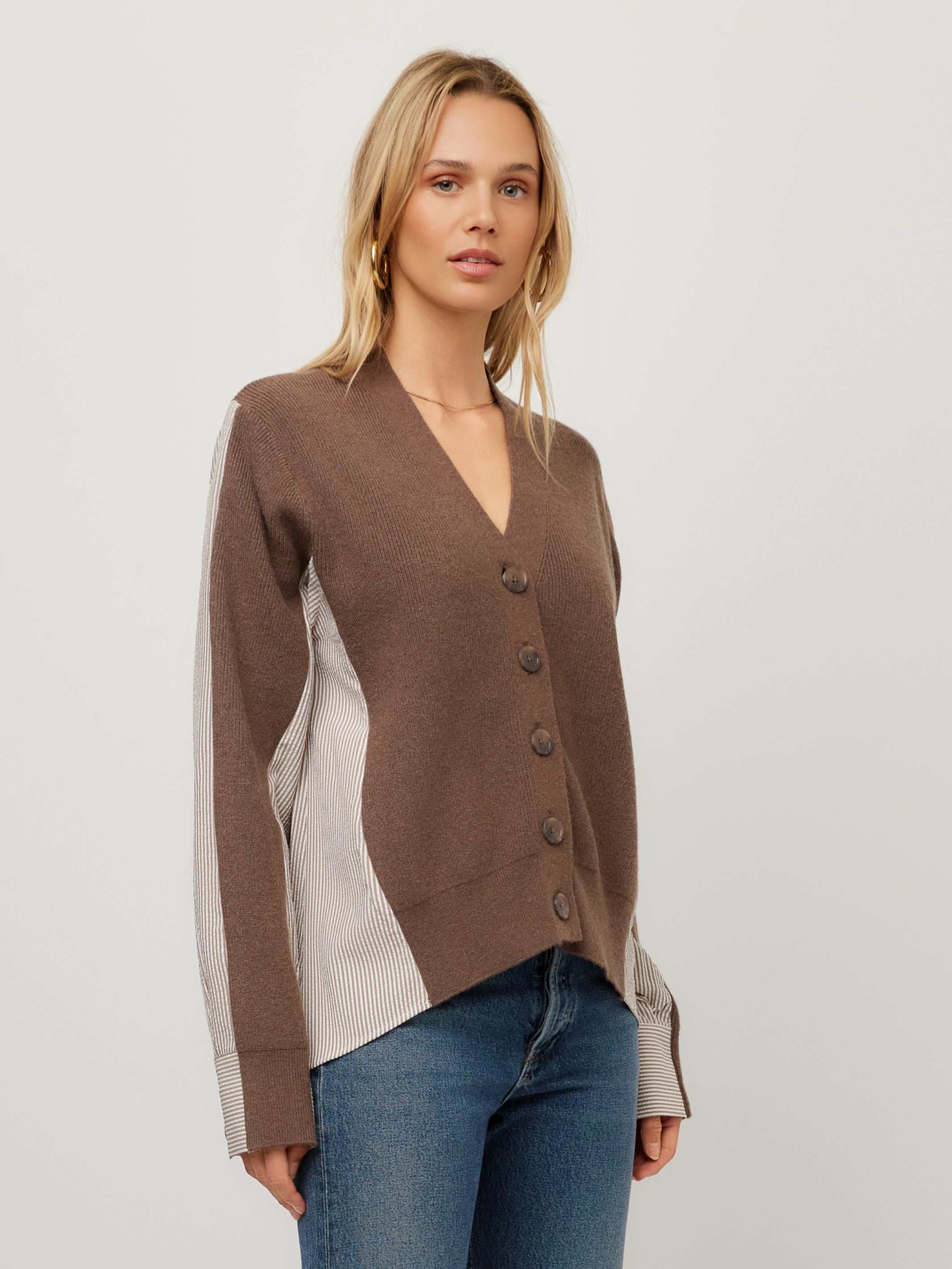 Celine Mixed Media Cardigan - Modern Woven & Sweater Mix | Shop