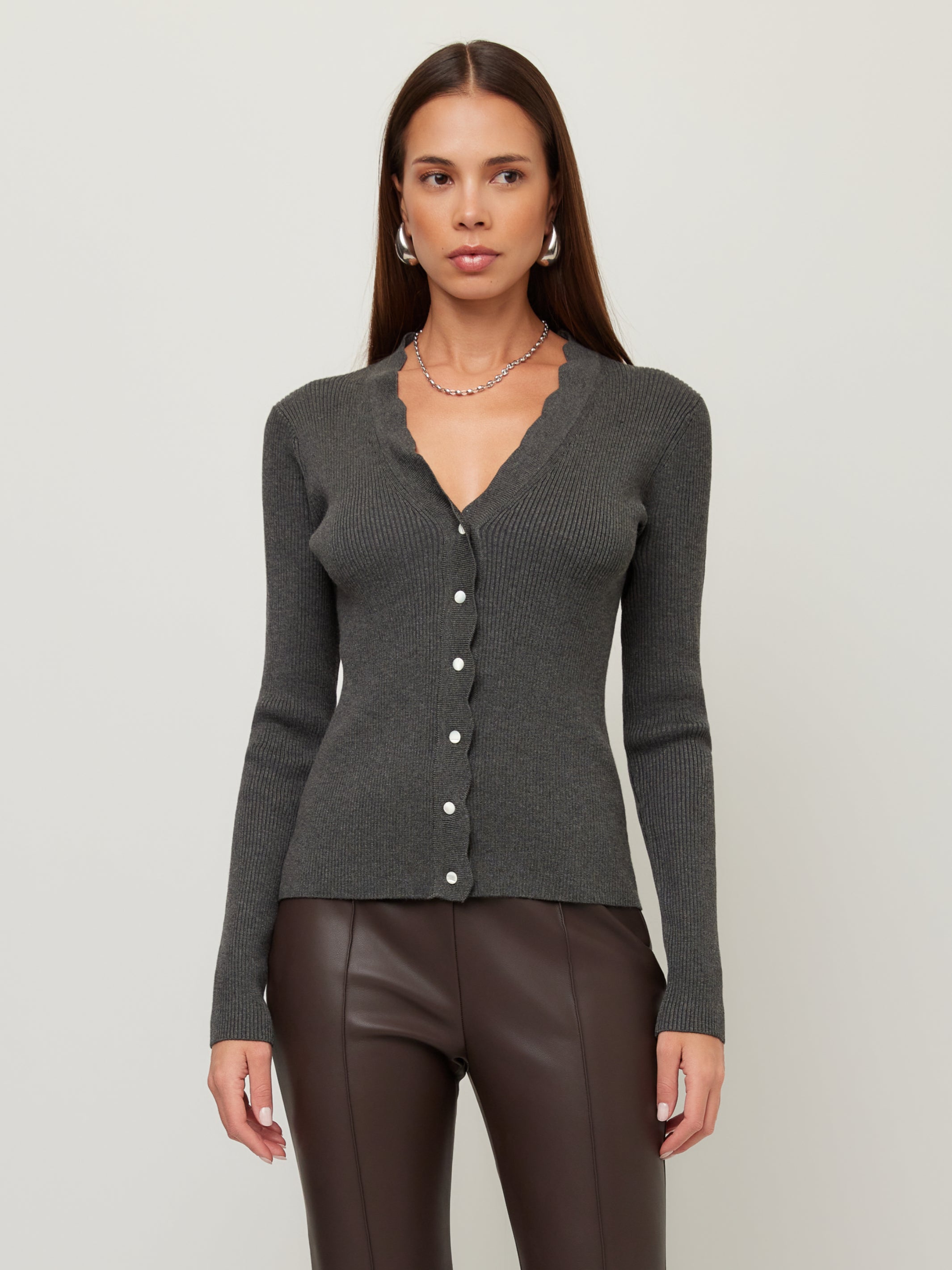 Bliss Scallop Edge Cardigan Sweater