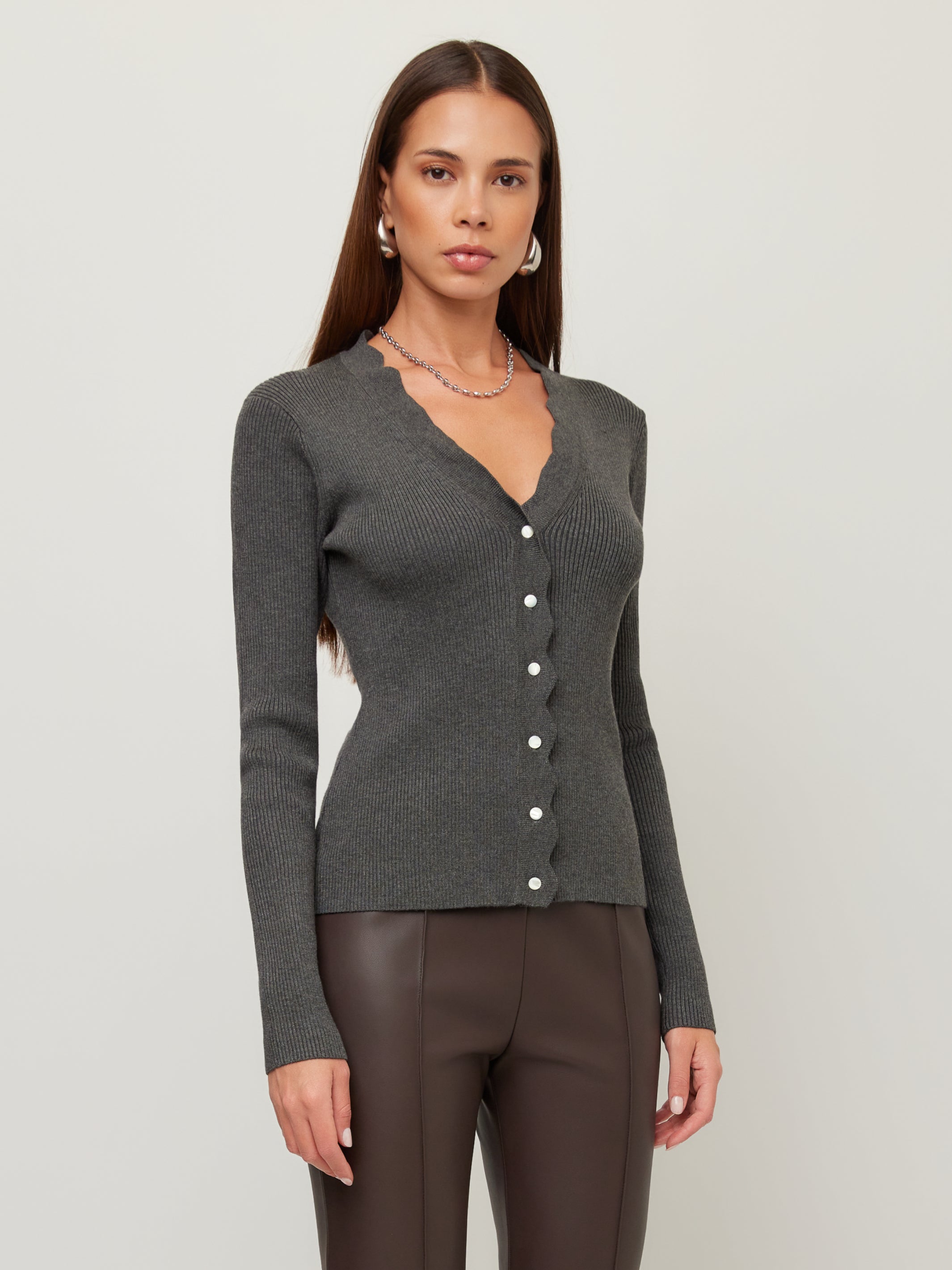 Bliss Scallop Edge Cardigan Sweater