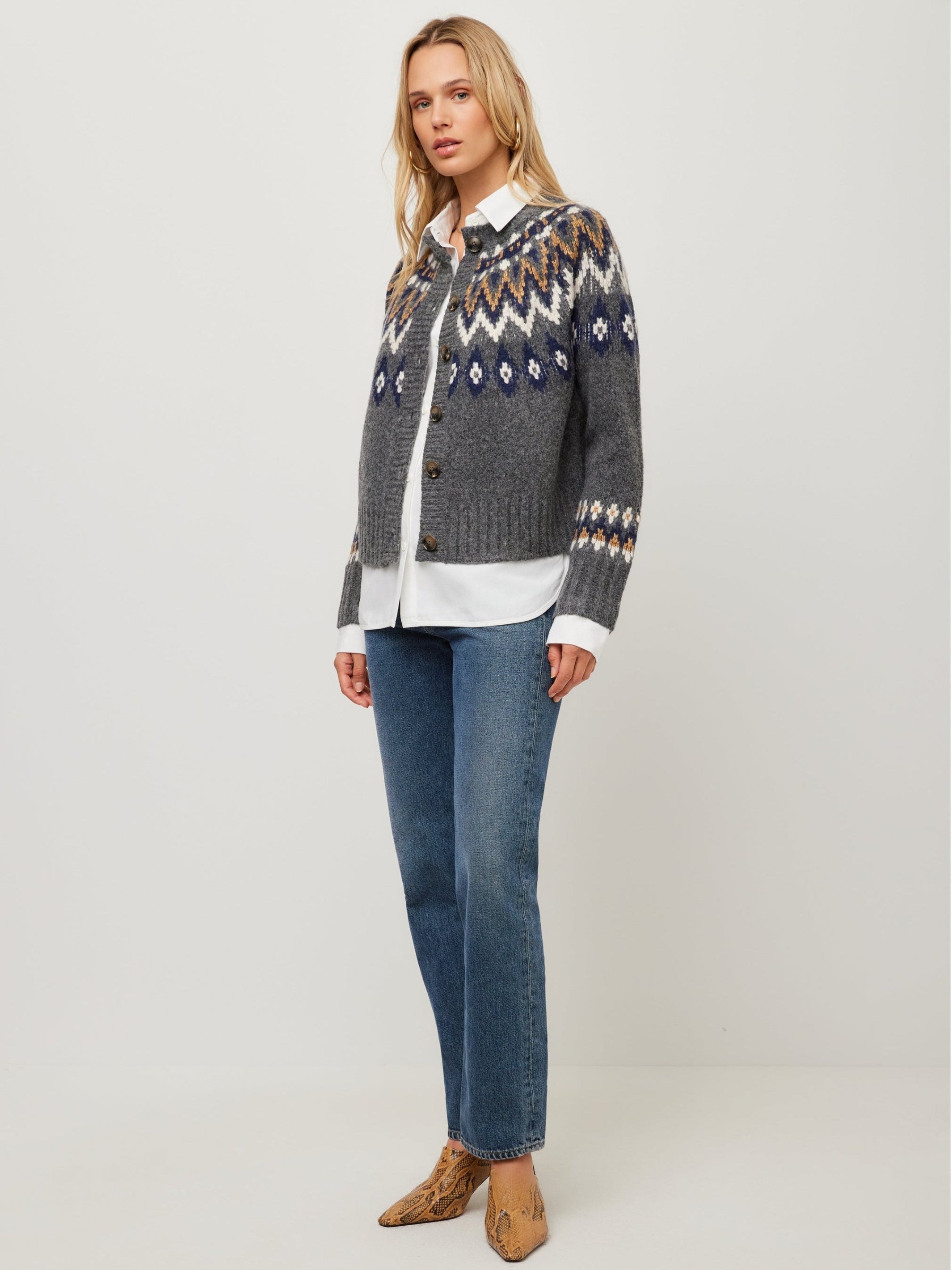 Alina Mixed Media Jacquard Cardigan | Fifteen Twenty Clothing