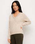 Ash Embellished V-Neck Sweater