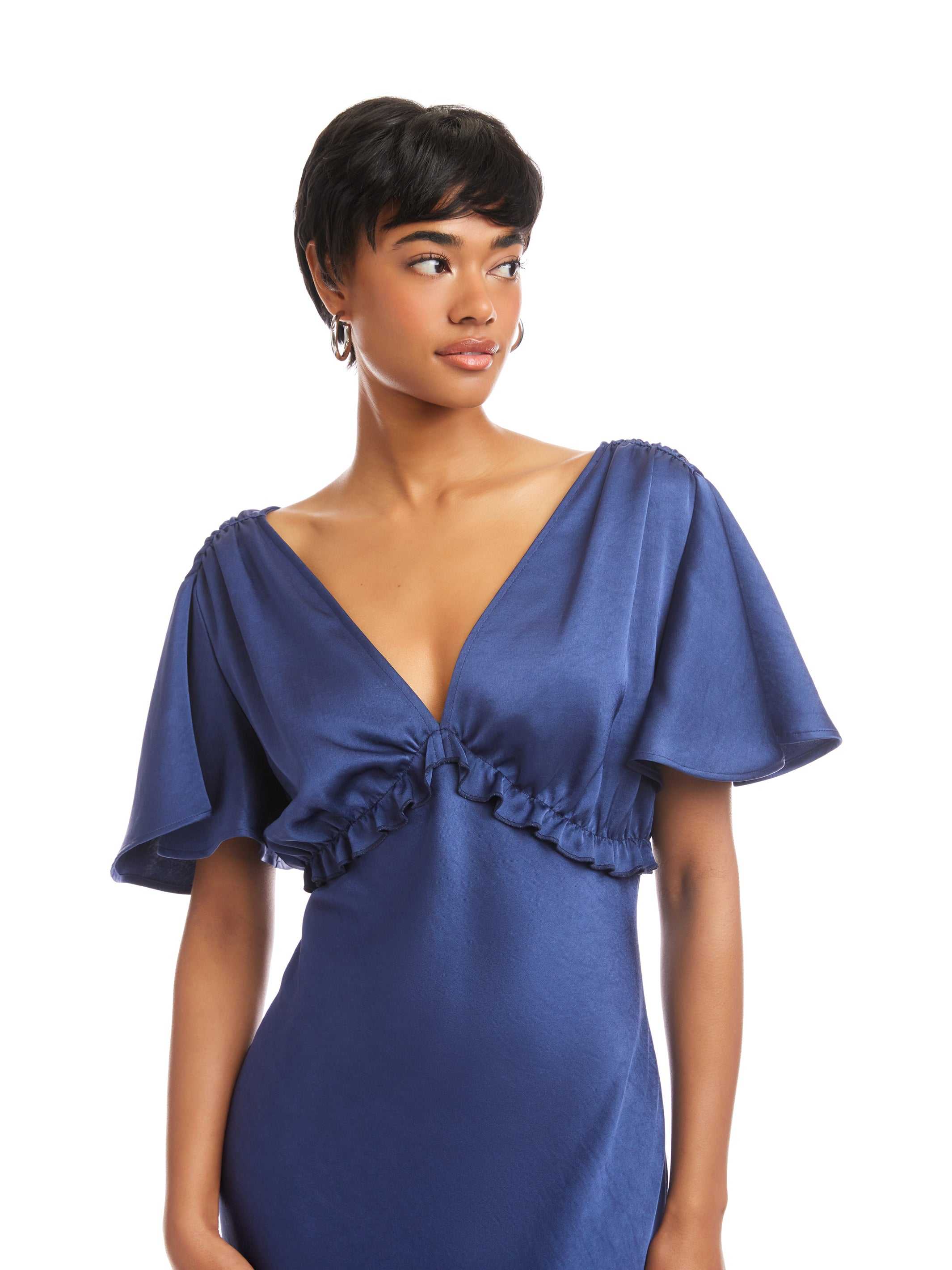 Fifteen Twenty Shailene Flutter Sleeve Dress - Dusty Blue Fifteen Twenty Shailene Flutter Sleeve Dress - Dusty Blue