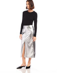 Kaia Faux Leather Midi Skirt