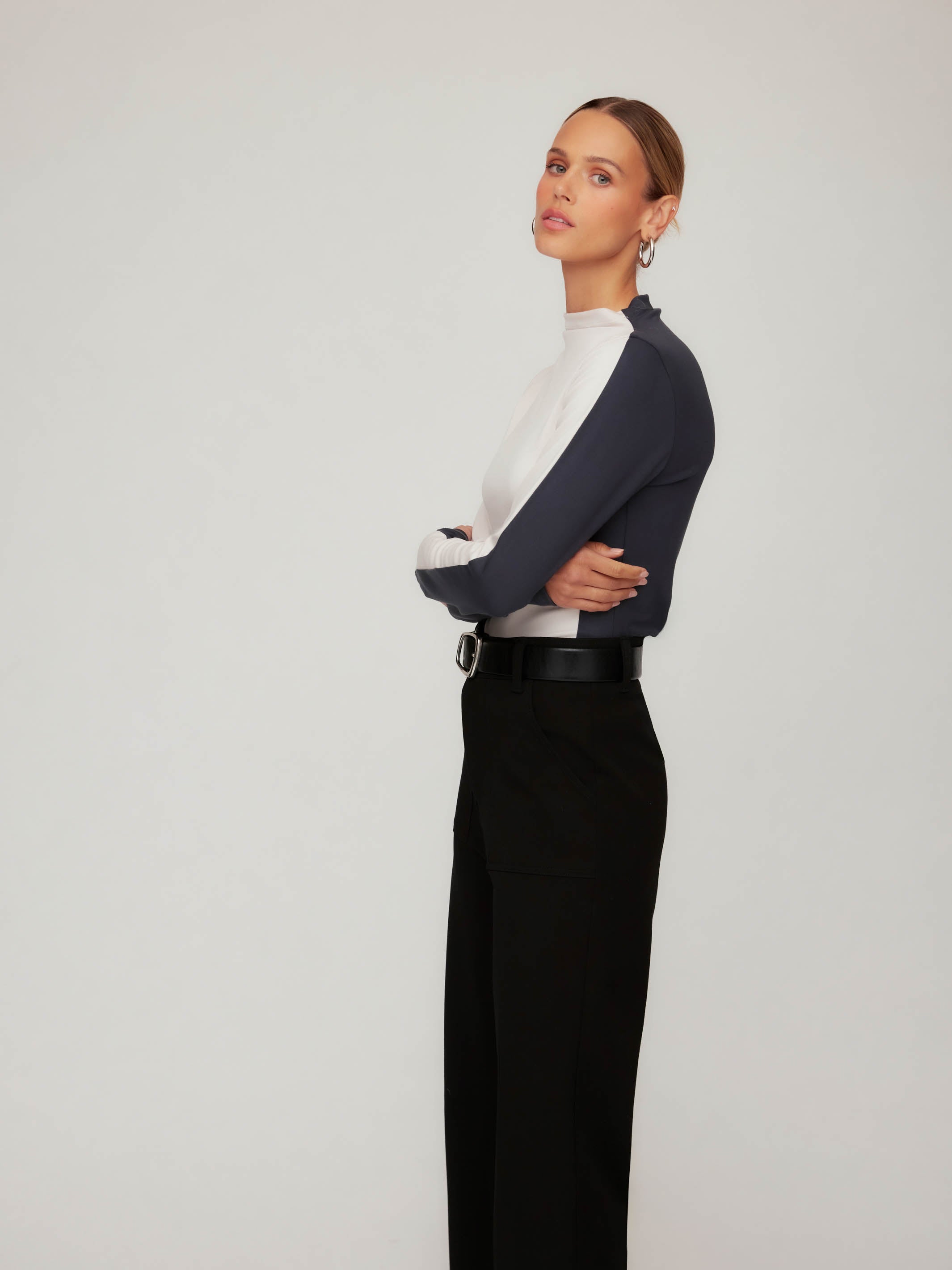 Cass Colorblock Mockneck Top