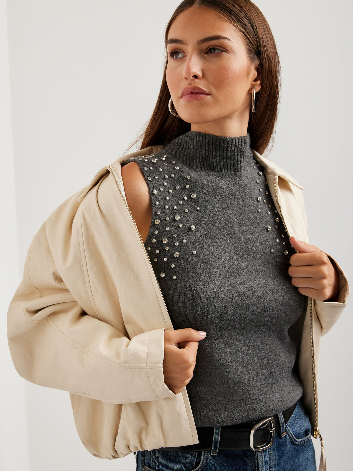 Regin Faux Leather Bomber Jacket