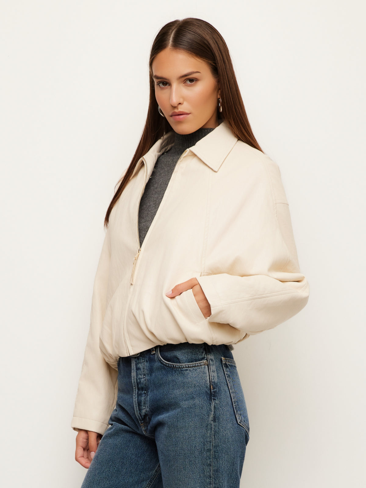 Regin Faux Leather Bomber Jacket