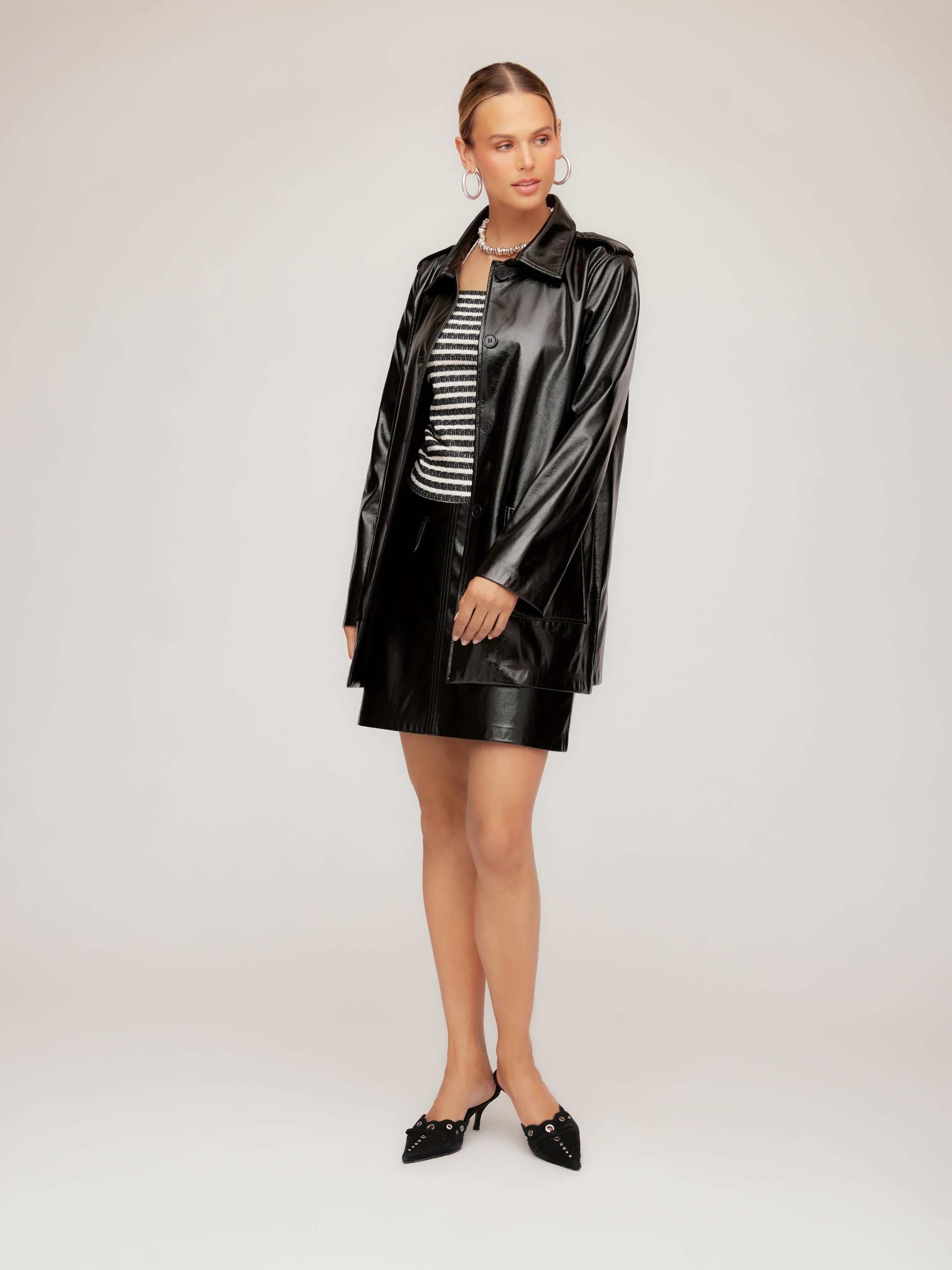 Fifteen Twenty Women's Janet Faux Patent Leather Jacket In Black