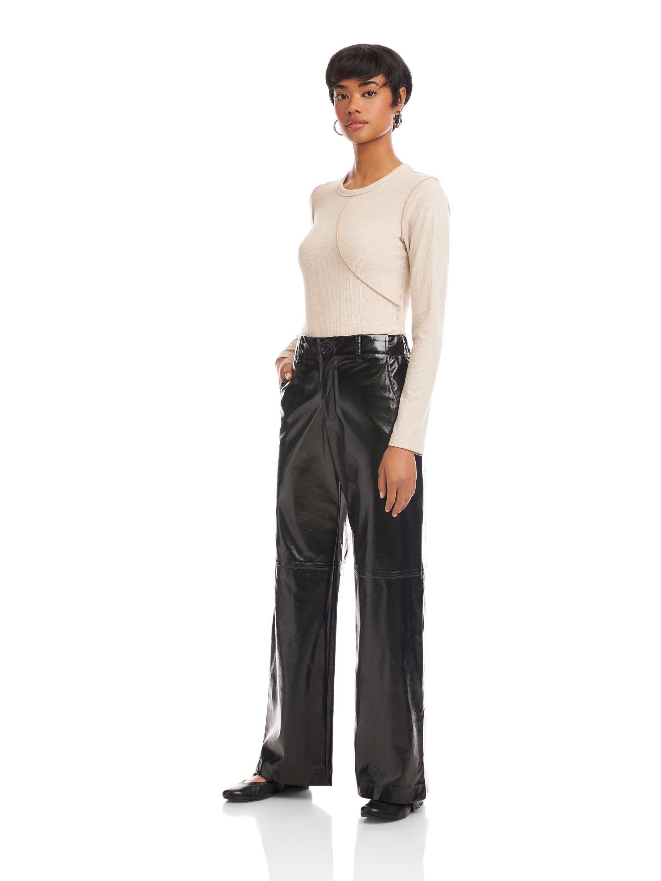 Lara Faux Patent Leather Wide-Leg Pants | Fifteen Twenty Clothing