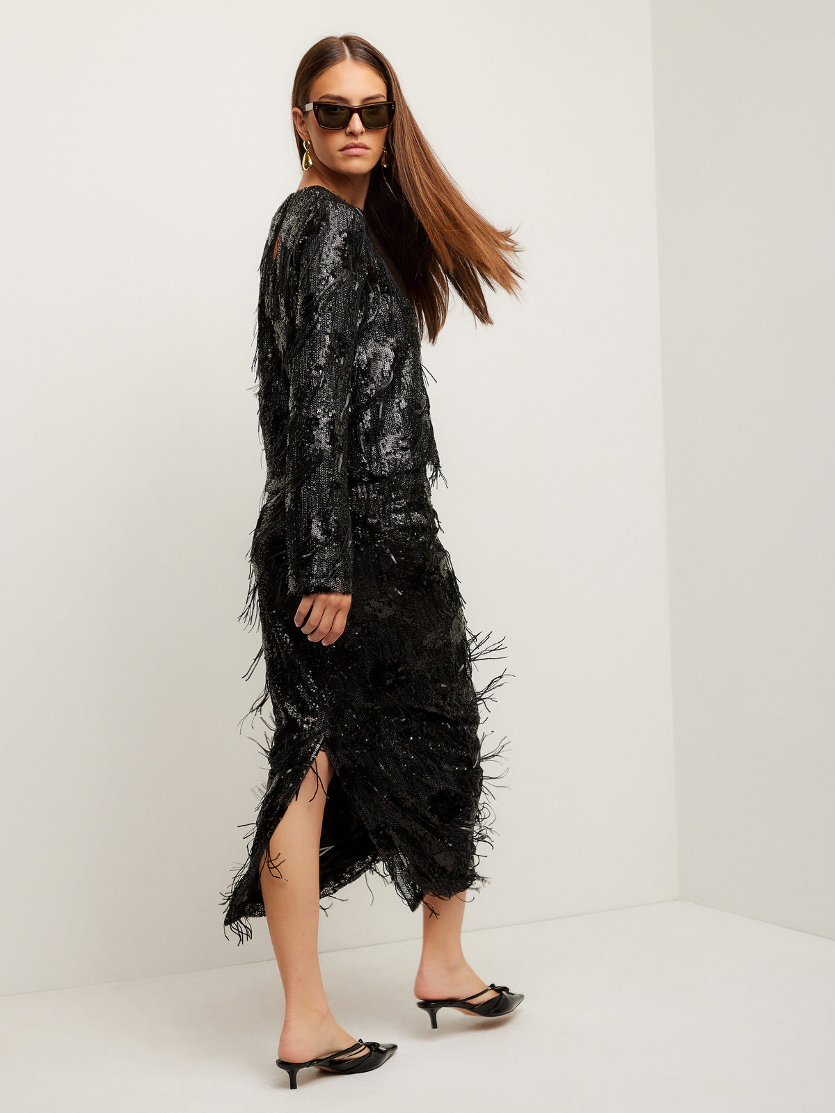 Arden Sequin Midi Pencil Skirt