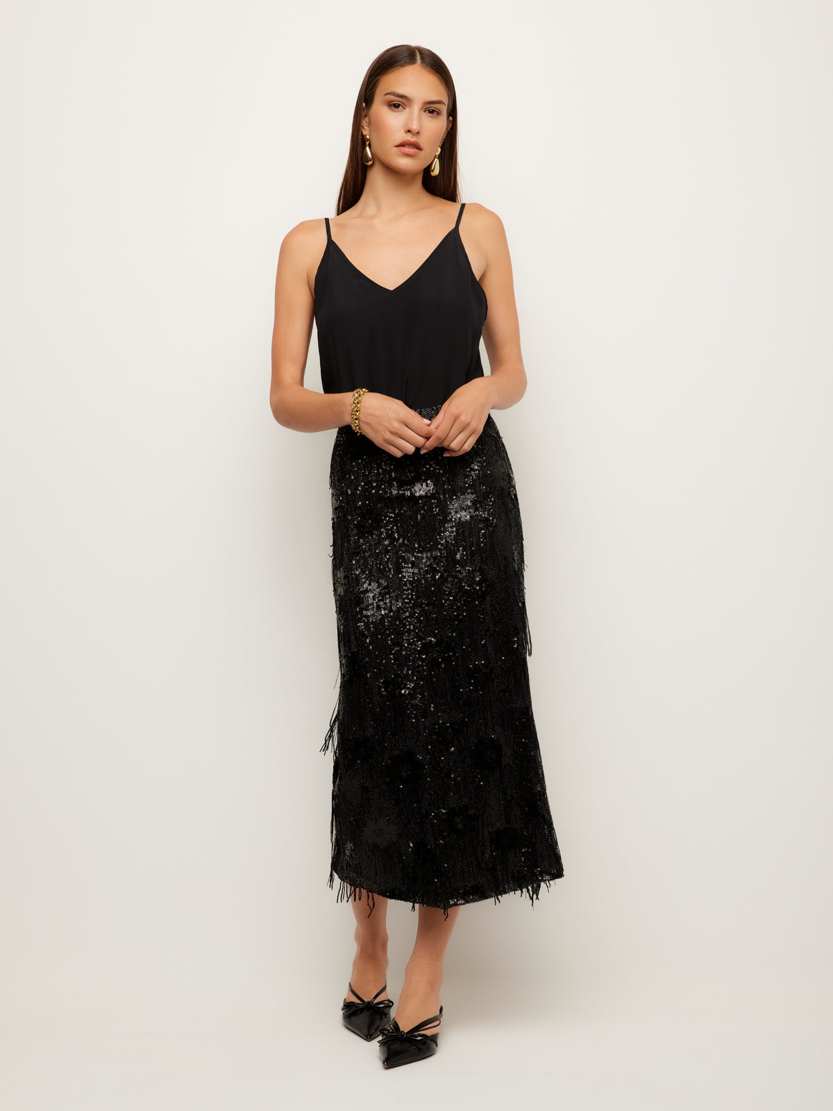 Arden Sequin Midi Pencil Skirt