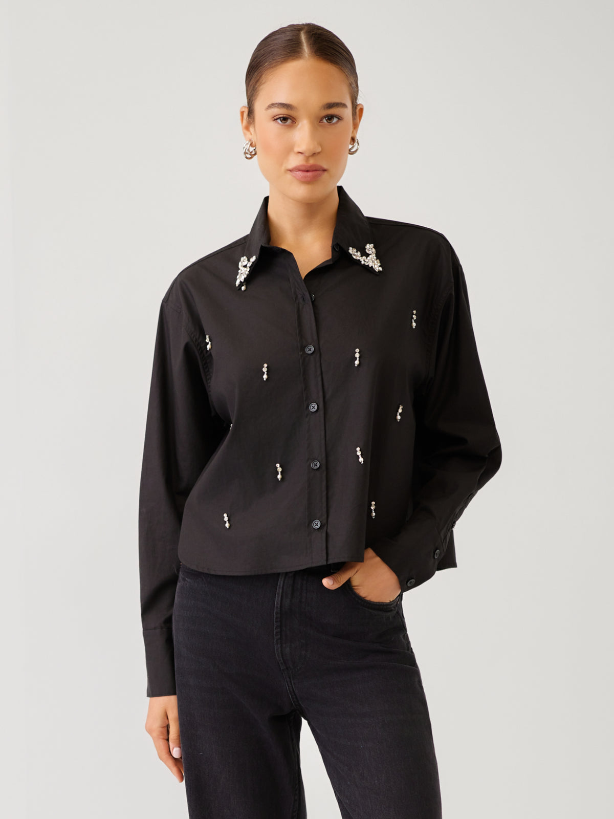 Lisa Embellished Button-Up Top