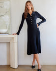 Ellie Ribbed Button-Up Sweater Dress
