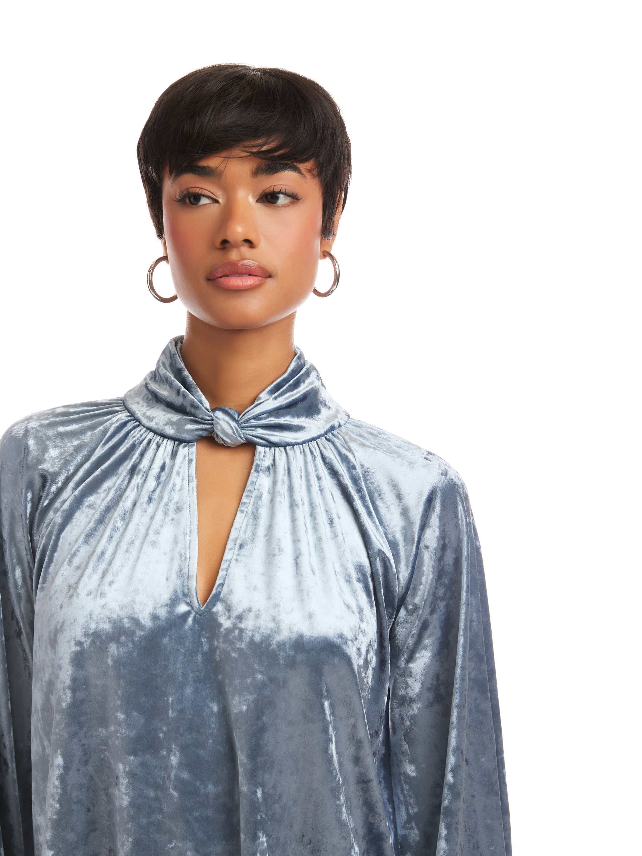 Alana Keyhole Top - Elegant Velvet Top with Knotted Neckline, 50