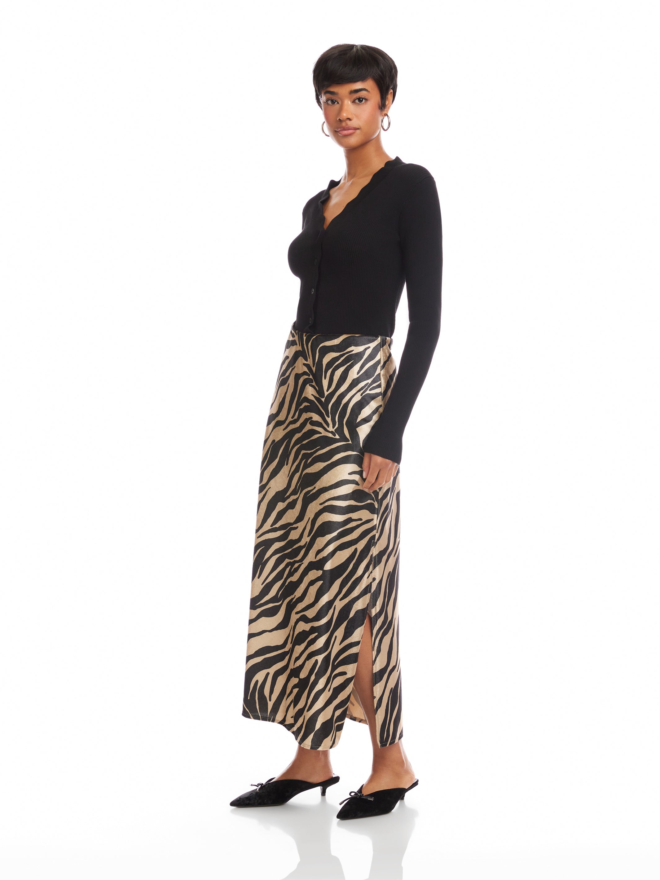 Evy Side-Slit Velvet Bias Skirt | Fifteen Twenty Clothing