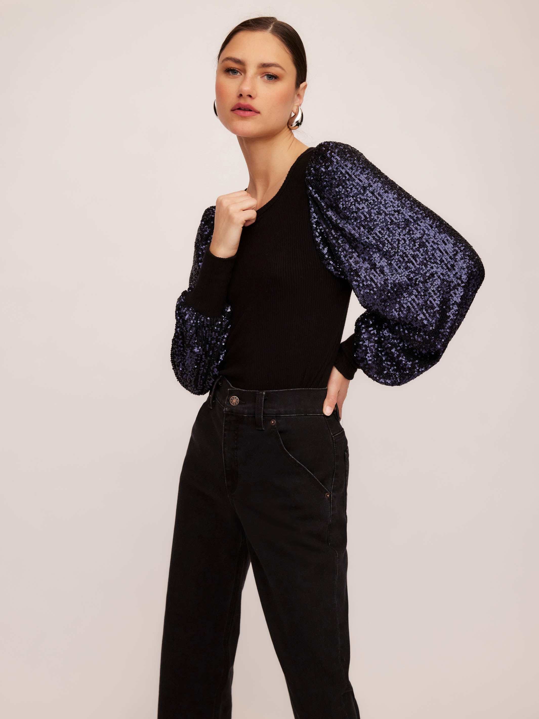 Sequin Bishop Sleeve Top