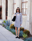 Claylee Crossover Turtleneck Dress