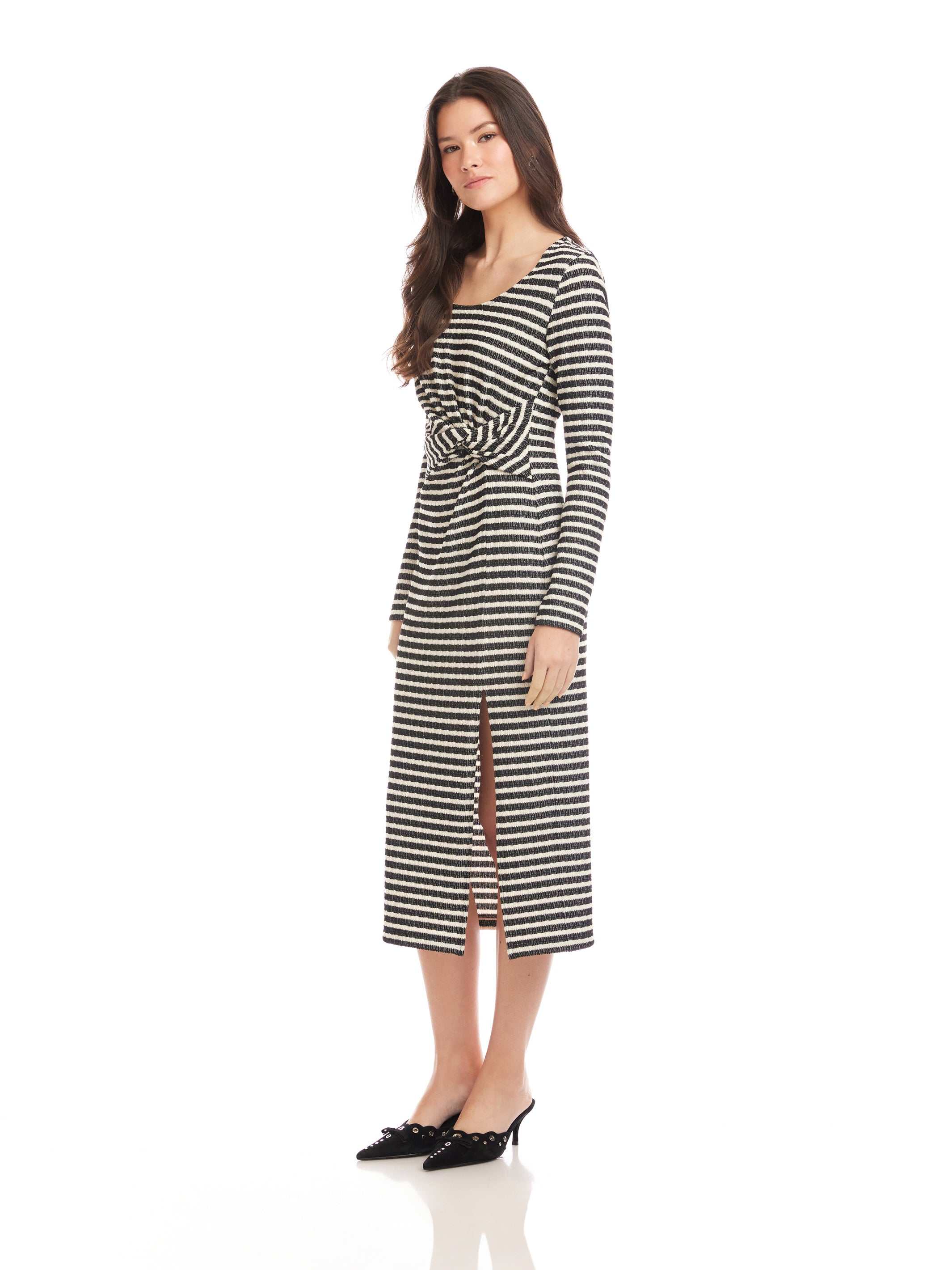 Fifteen Twenty Tyler Side Twist Midi Dress - Stripe Fifteen Twenty Tyler Side Twist Midi Dress - Stripe