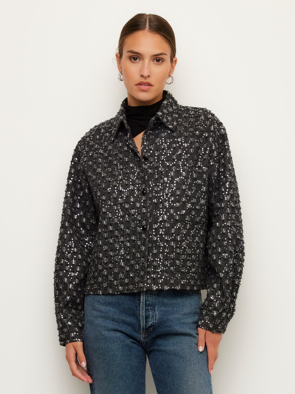Allora Sequin Denim Shirt Jacket