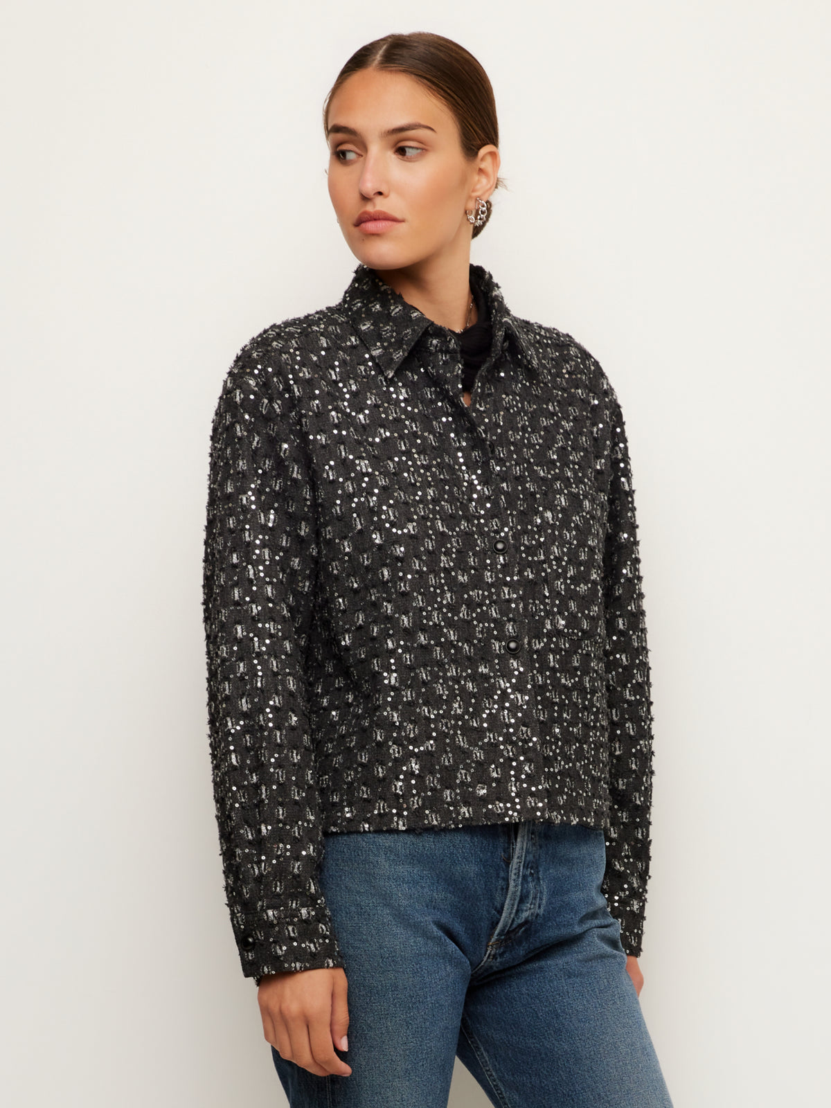 Allora Sequin Denim Shirt Jacket
