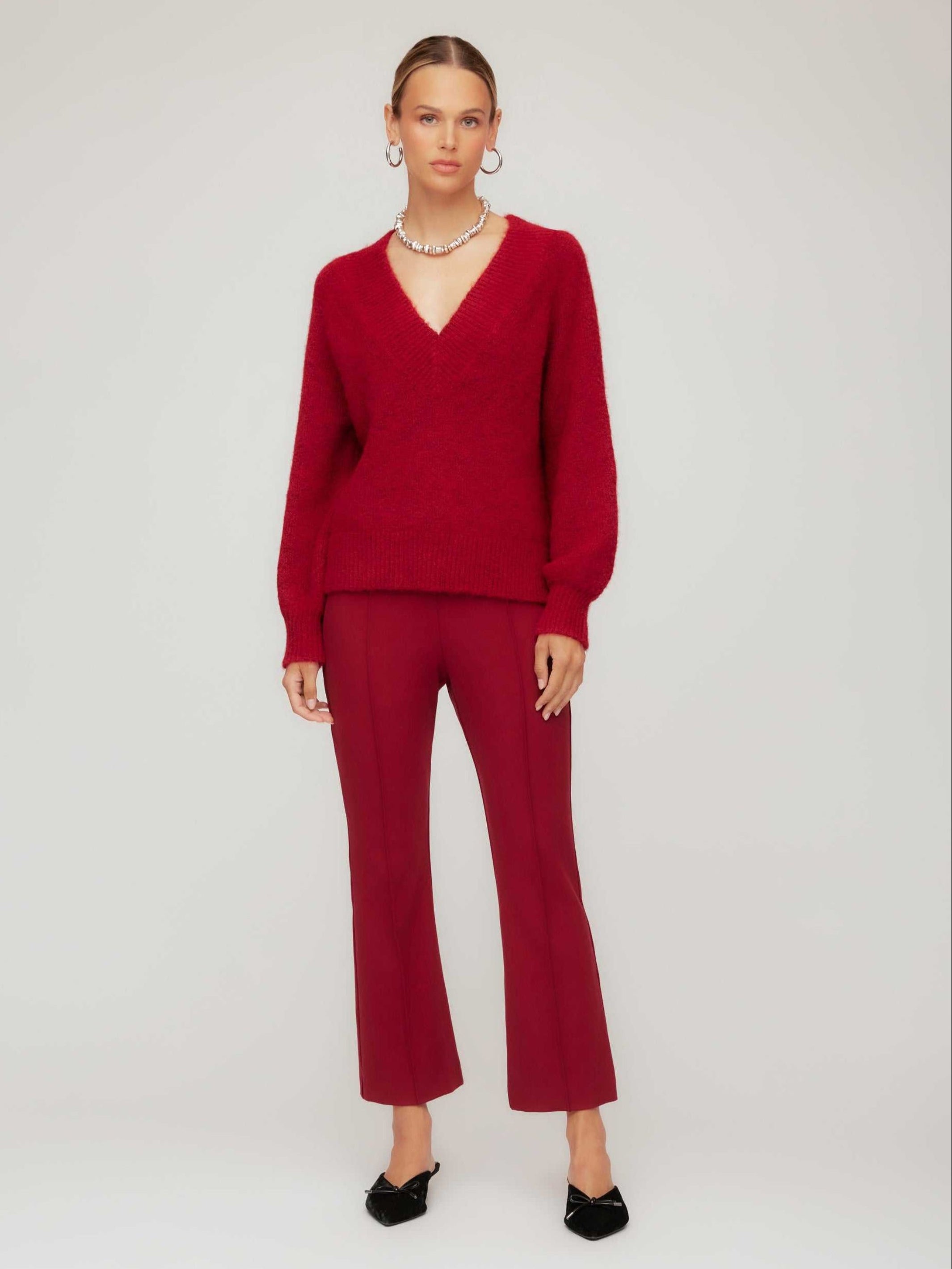 Heather V-Neck Sweater - Cozy Modern Knit with Soft Touch