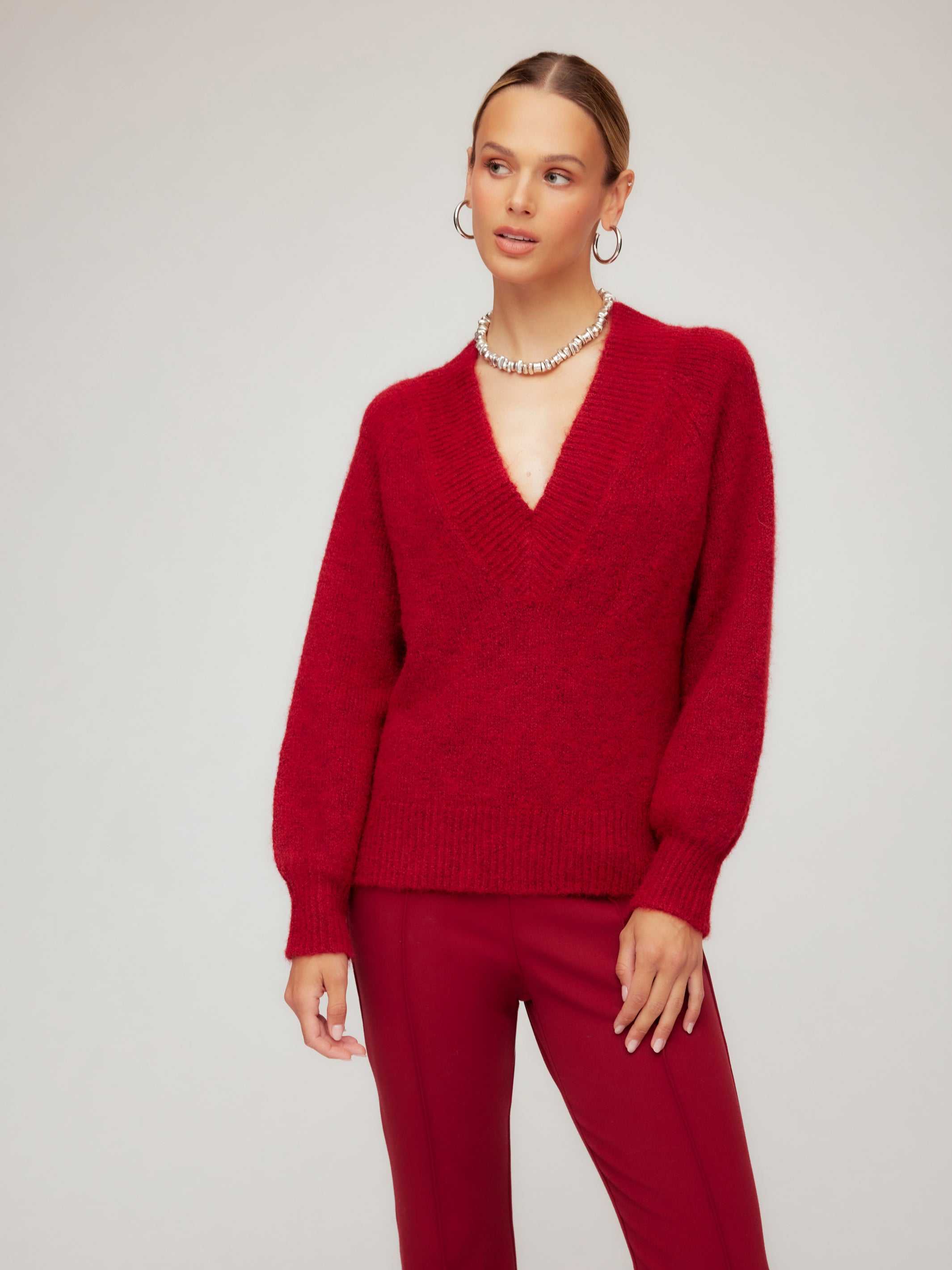 Heather V-Neck Sweater - Cozy Modern Knit with Soft Touch