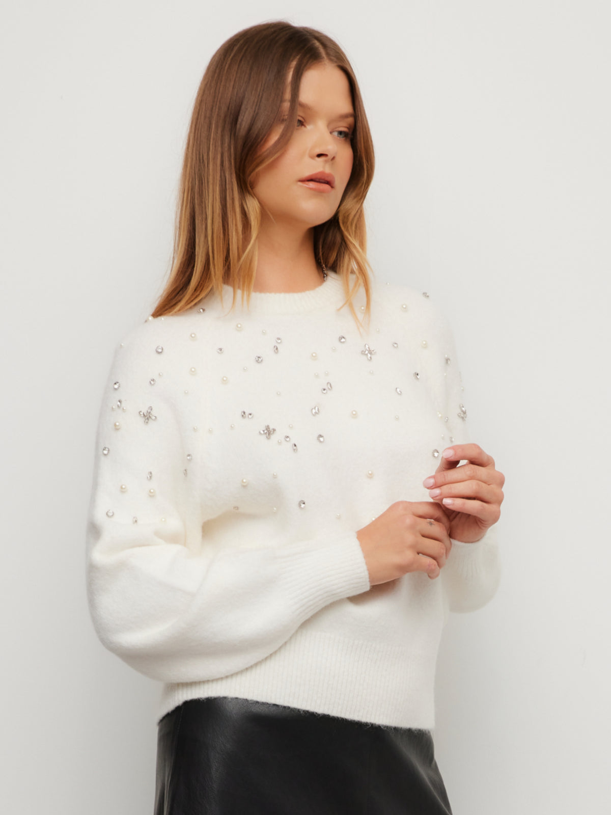 Kristell Pearl And Gem Embellished Sweater