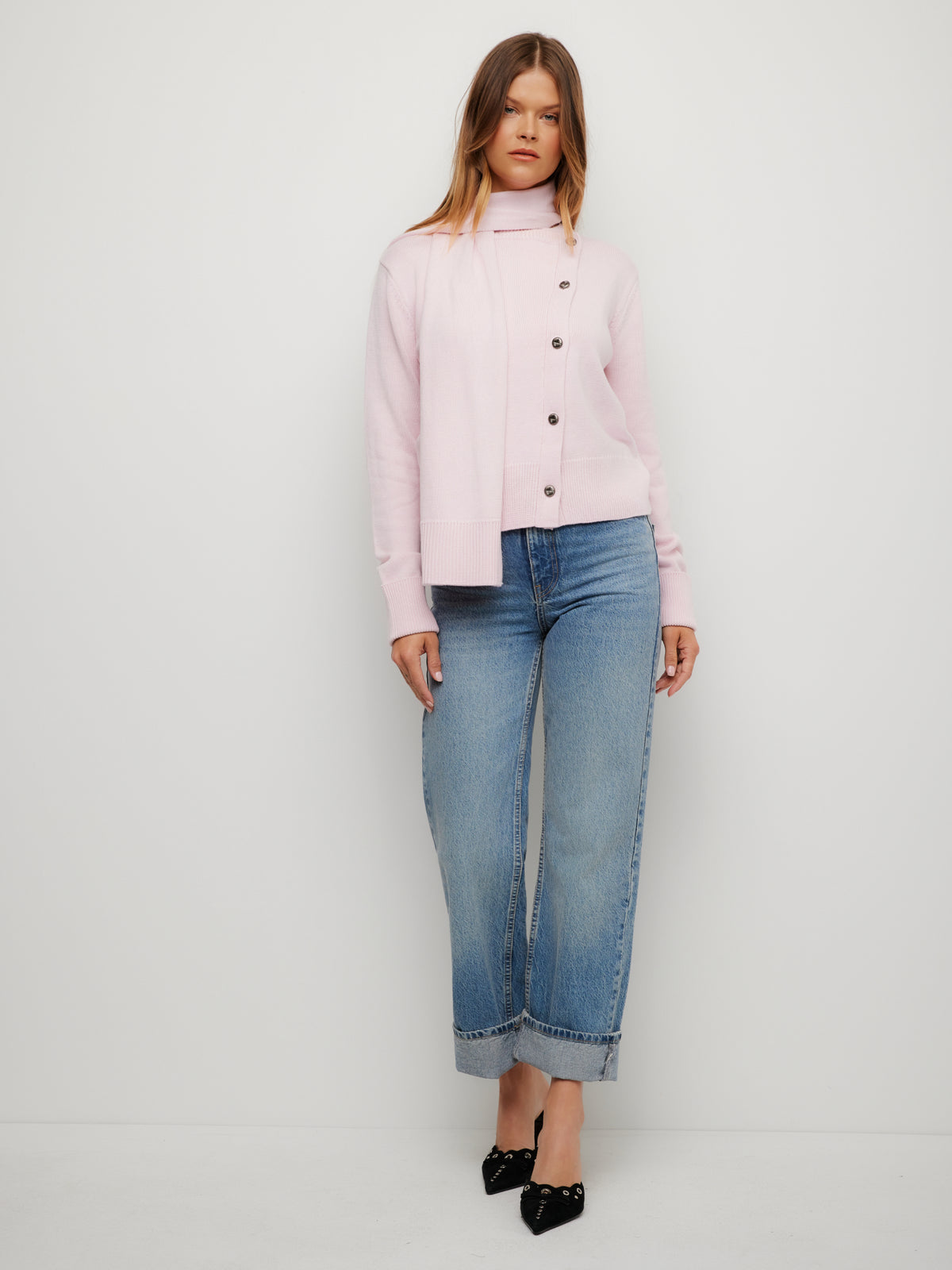 Juni Asymmetrical Scarf Cardigan Sweater