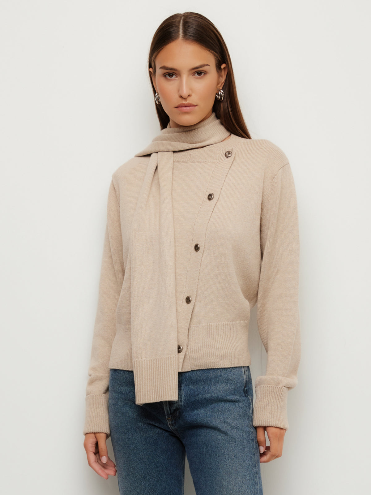 Juni Asymmetrical Scarf Cardigan Sweater